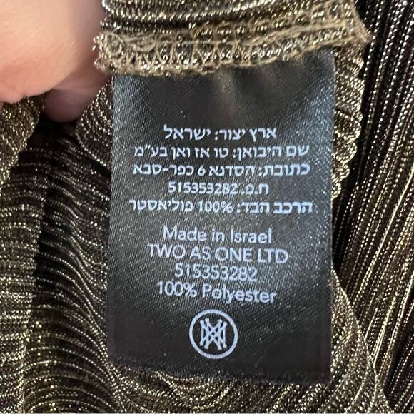 Sabina Musayev Ray Metallic Gold Tiered Maxi Dress Bow Tie Sz M - Picture 9 of 10